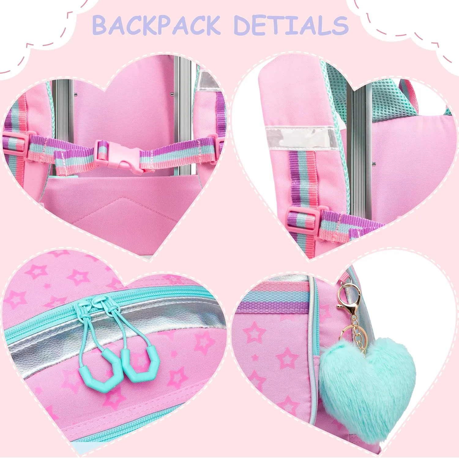 Rolling Backpack for Girls 8-12 Backpack for School Elementary Students with Wheels Lunch Bag Pencil Case Kids Backpacks for Girls Primary School