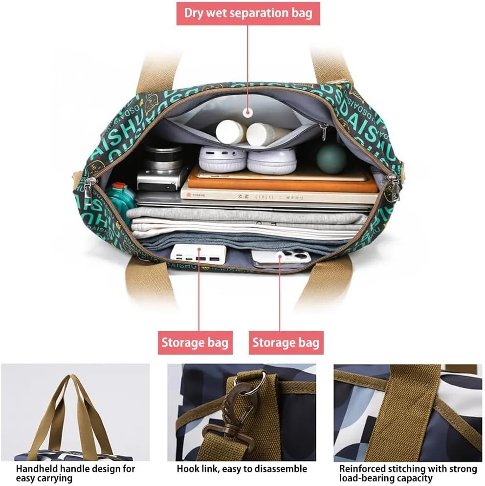 Rolling Duffle Bag with Wheels - Foldable, Expandable Carry On Bag with Detachable Casters - Dry/Wet Separation - Brown