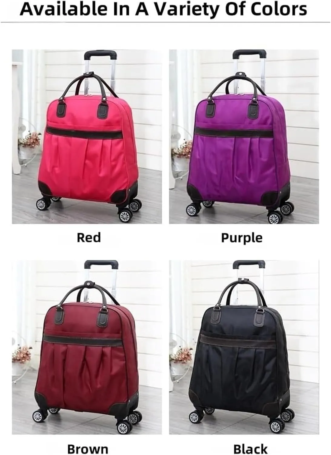 Rolling Duffle Bag With Wheels,Travel Luggage Bag ，Tote Bags For Men And Women Carry-on Luggage，Weekender Overnight Bag For Travel, Business Trips(Black,Small)