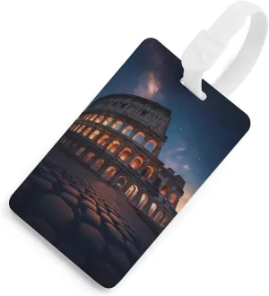 Roman COLOSSEUMES Prints Luggage Tags Suitcase Tag TPU Baggage Tags Travel Bag Holder for Men Women White-Style