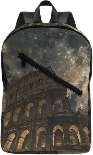 Rome Moon Shines Travel Backpack for Women Men 2 Compartment Laptop Backpacks Laptop Bag Casual Daypack