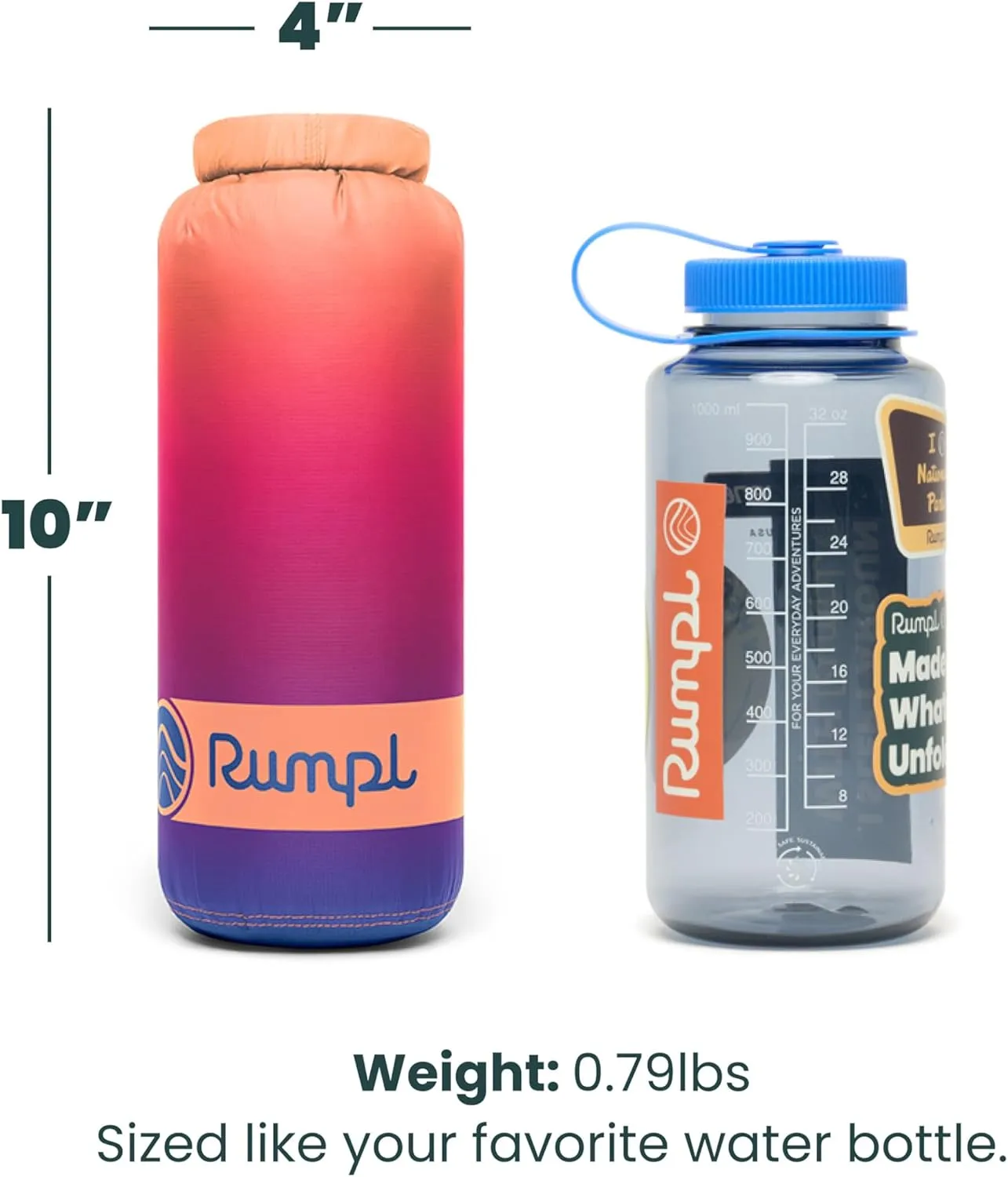 Rumpl Travel Puffy Blanket, Ultra-Packable Travel-Size Warmth and Comfort, Sunset Spectrum Fade