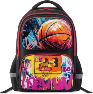 School Backpack for Boys, Basketball Backpack for Kids Boys Ages 6-18, Suitable for Teenagers, Primary and Junior High School Students, 17" School Bag Multifunctional Large Capacity.