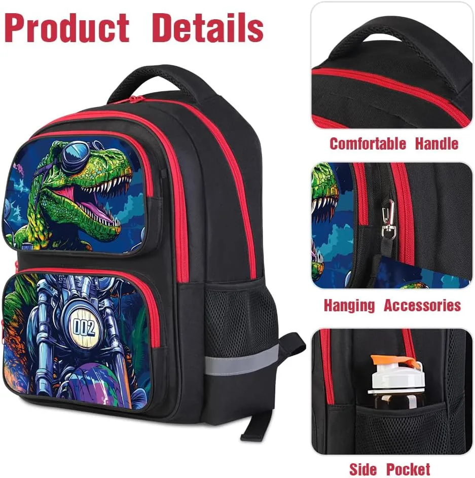School Backpack for Boys, Dinosaur Backpack for Kids Boys Ages 6-18, Suitable for Teenagers, Primary and Junior High School Students, 17" School Bag Multifunctional Large Capacity.