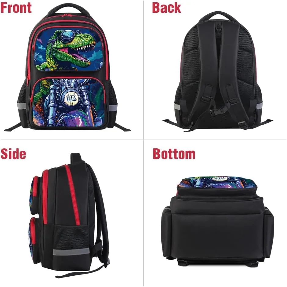 School Backpack for Boys, Dinosaur Backpack for Kids Boys Ages 6-18, Suitable for Teenagers, Primary and Junior High School Students, 17" School Bag Multifunctional Large Capacity.