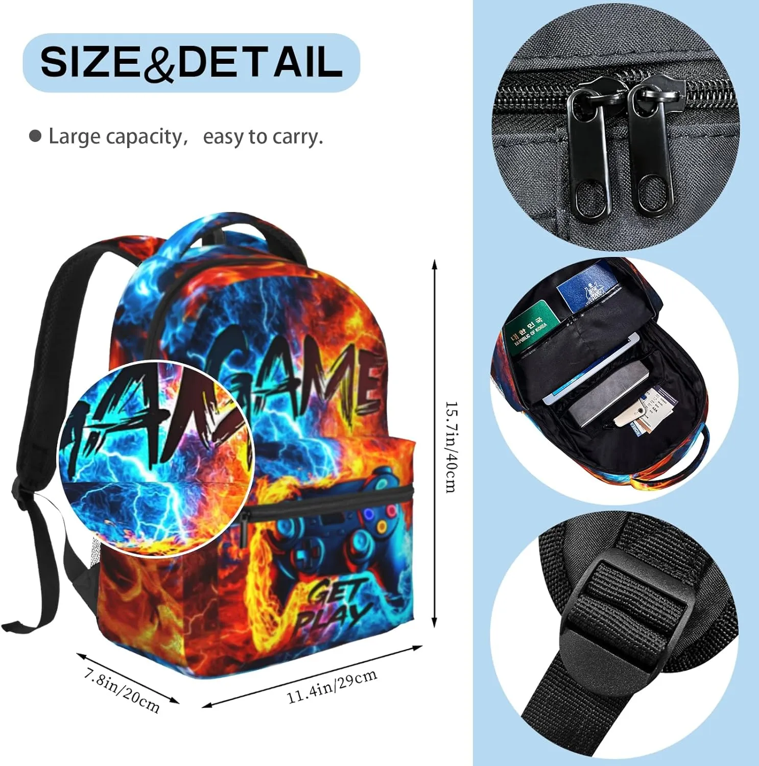 School Backpack for Boys Game Backpack for Kids Children Teens Game Boys Bag for Elementary Middle School Back to School Bag Gift for Game Lovers