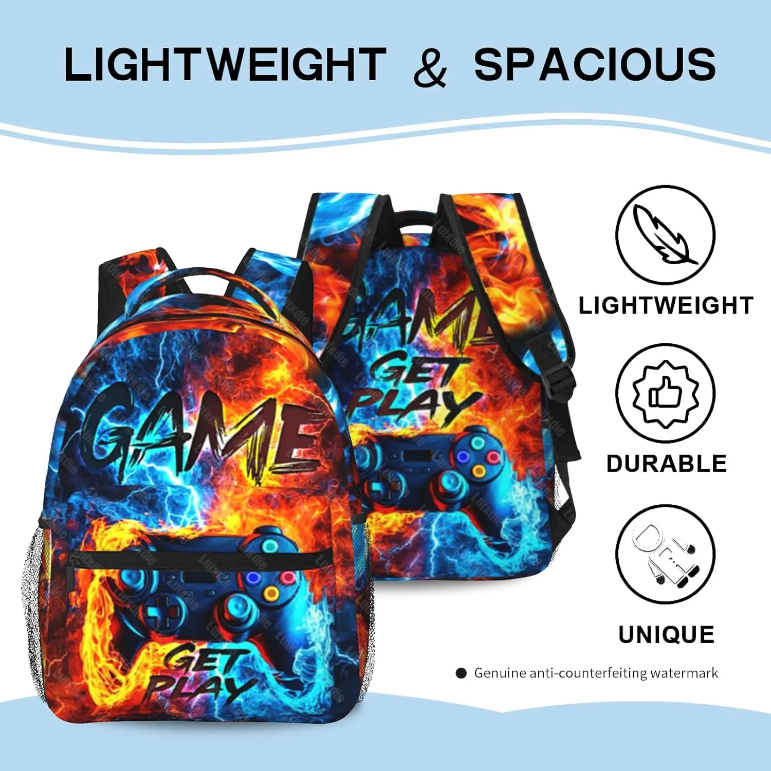 School Backpack for Boys Game Backpack for Kids Children Teens Game Boys Bag for Elementary Middle School Back to School Bag Gift for Game Lovers