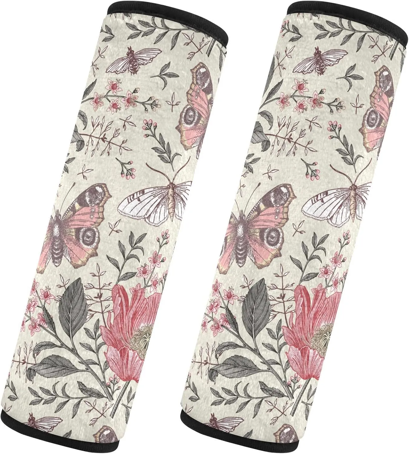 Seat Belt Cover Pad 2 Pcs Soft Seat Strap Cover Cute Protector Support Head Neck Shoulder for Car Seats High Chair Backpack (10x7.7in) Flower