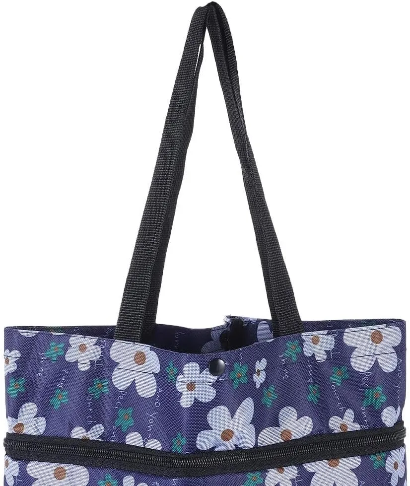Shopping Bag with Wheels,Upgrade Shopping Bag with Wheels,Multifunction Telescopic Storage Bag for Traveling Shopping