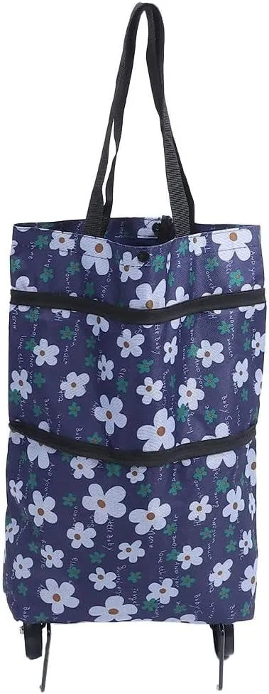 Shopping Bag with Wheels,Upgrade Shopping Bag with Wheels,Multifunction Telescopic Storage Bag for Traveling Shopping