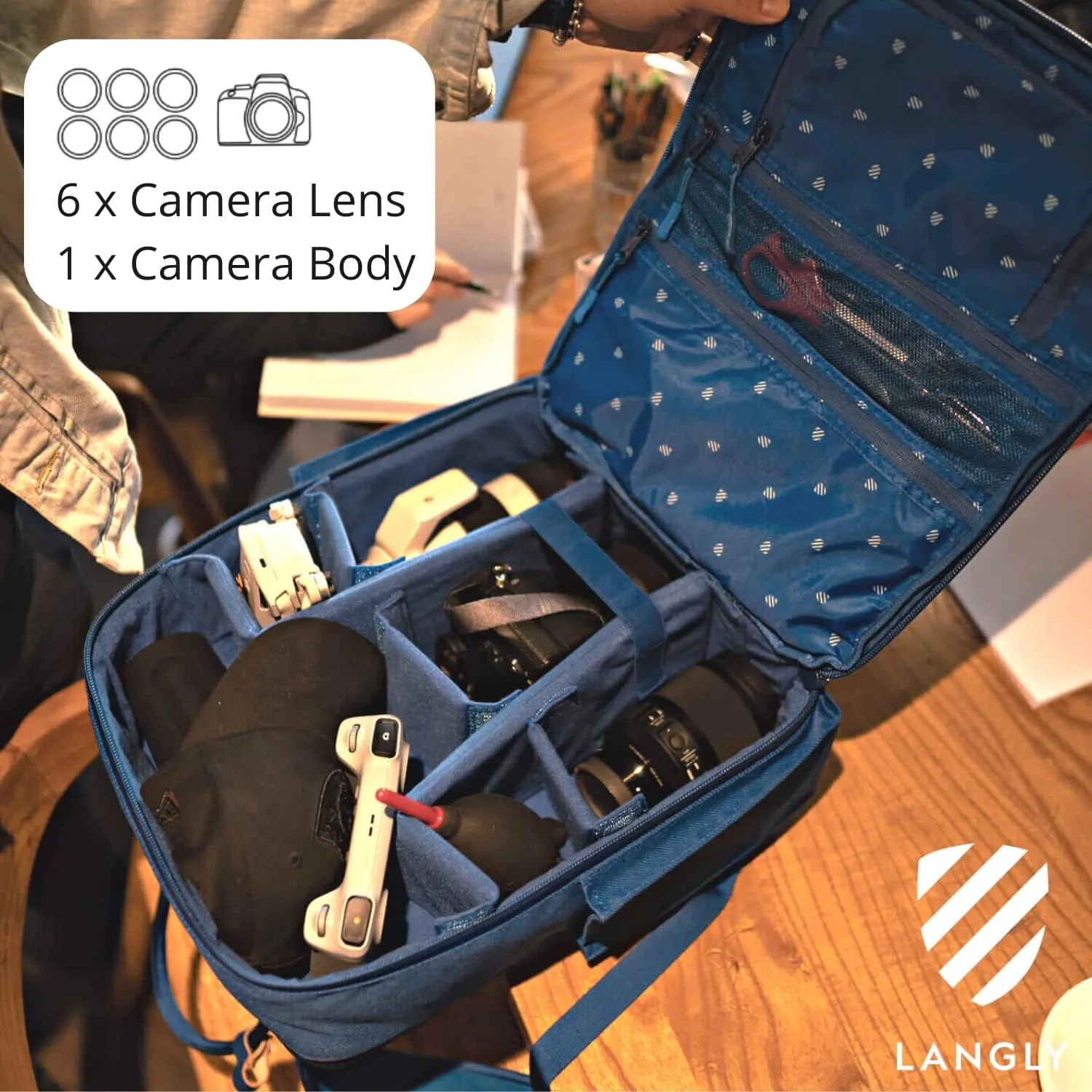Sierra Camera Backpack: A Modern & Travel-friendly Photography Backpack Compatible With Both 18in Laptop & DSLR Accessories 24L (Blue)