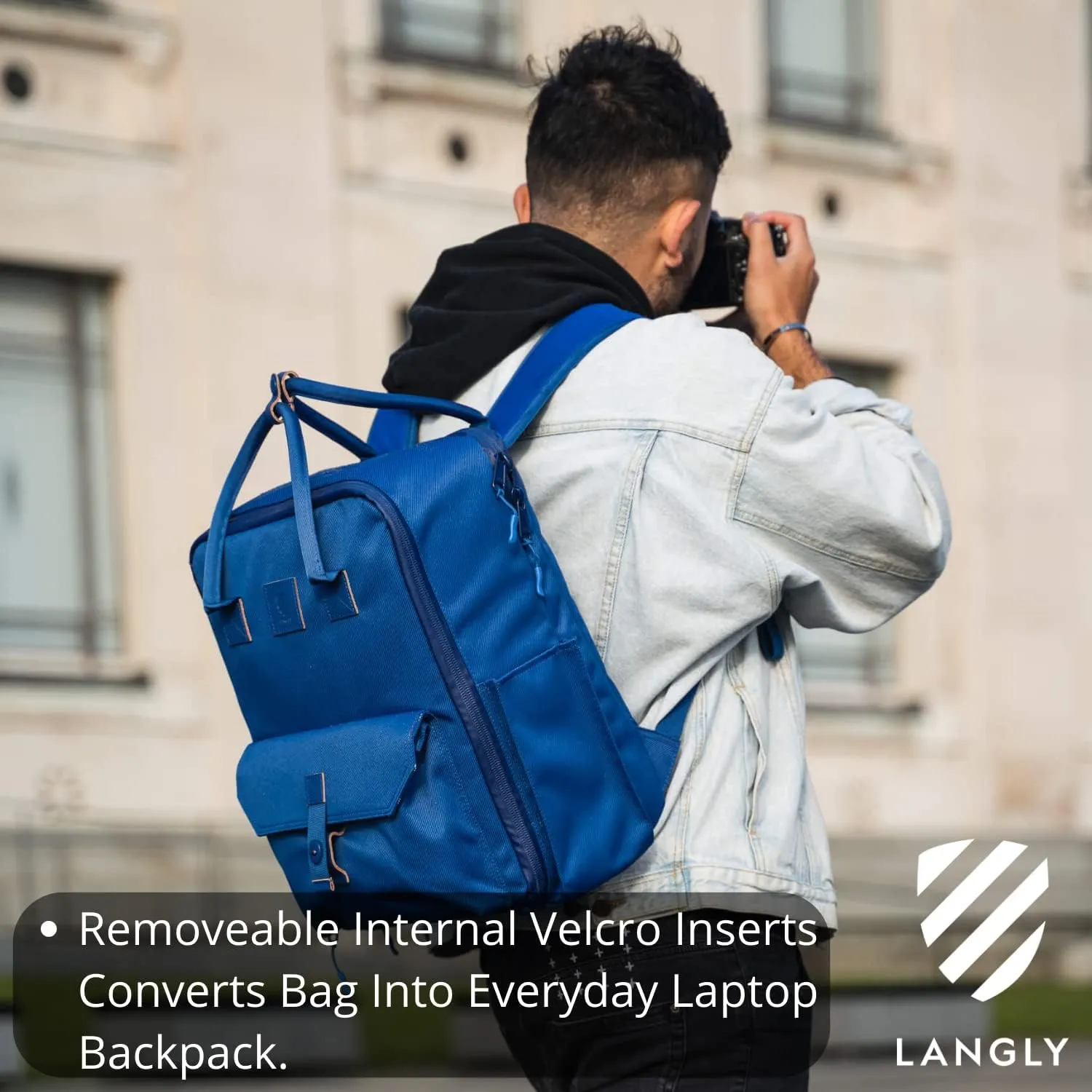 Sierra Camera Backpack: A Modern & Travel-friendly Photography Backpack Compatible With Both 18in Laptop & DSLR Accessories 24L (Blue)