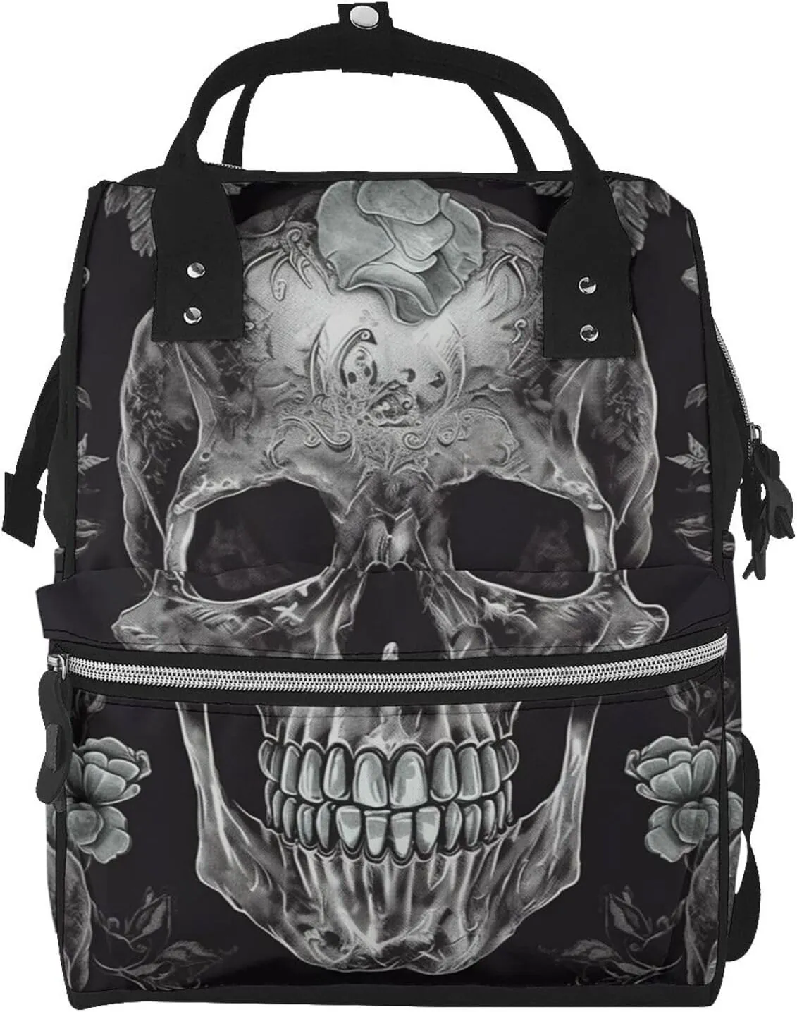 Skull Skeleton Diaper Bag Backpack for Women Waterproof Mummy Backpack Large Nappy Bag Nursing Bag