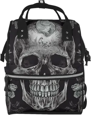 Skull Skeleton Diaper Bag Backpack for Women Waterproof Mummy Backpack Large Nappy Bag Nursing Bag