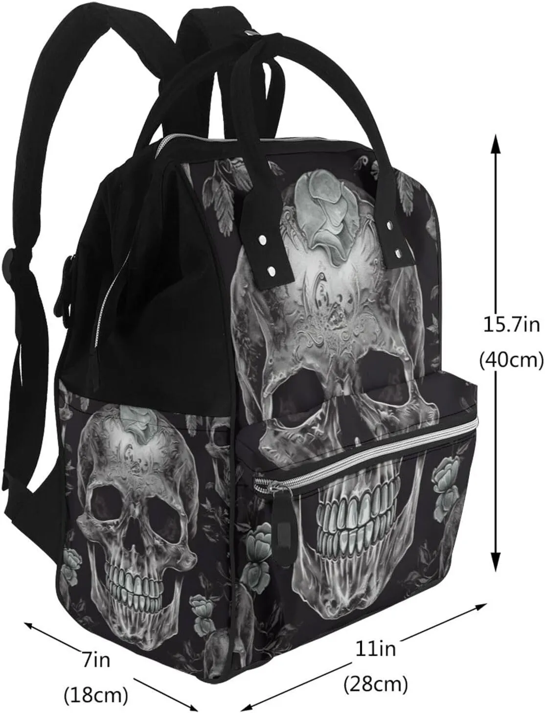 Skull Skeleton Diaper Bag Backpack for Women Waterproof Mummy Backpack Large Nappy Bag Nursing Bag