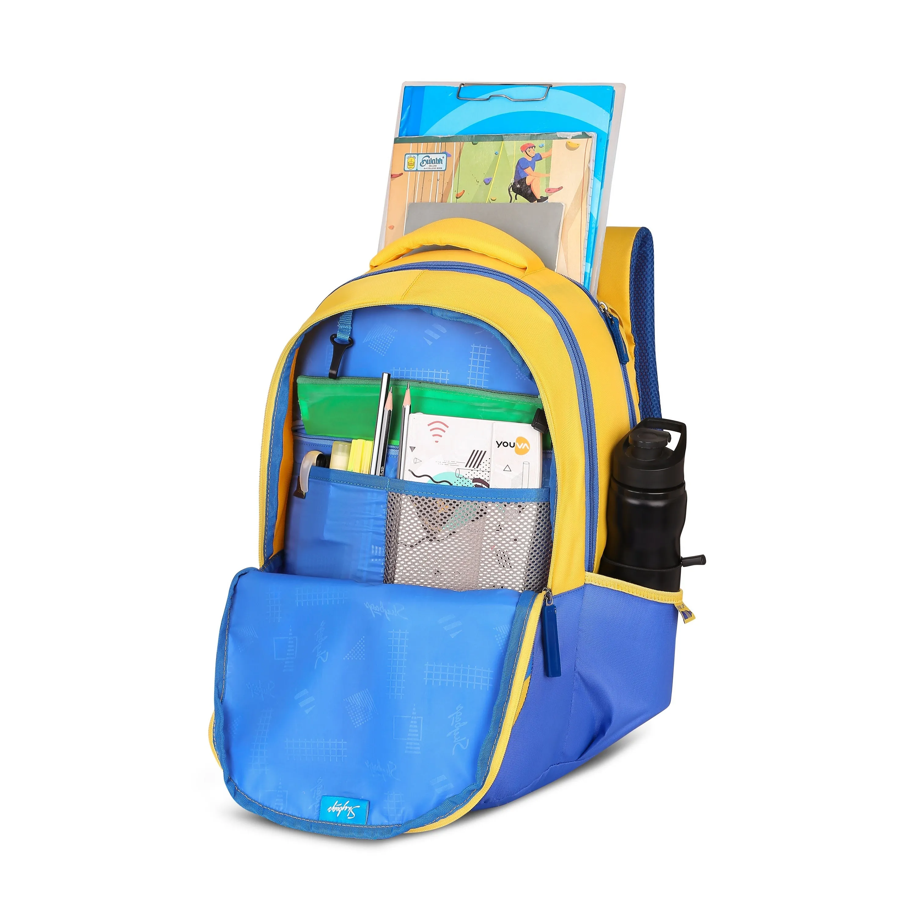 Skybags KLAN PRO 03 SCHOOL BACKPACK PURPLE YELLOW