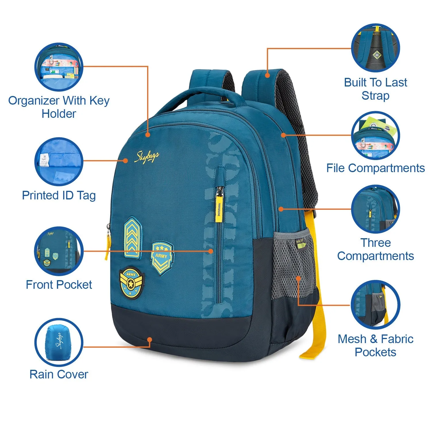 Skybags New Stream 10  School Bp With Rc (H) Deep Blue