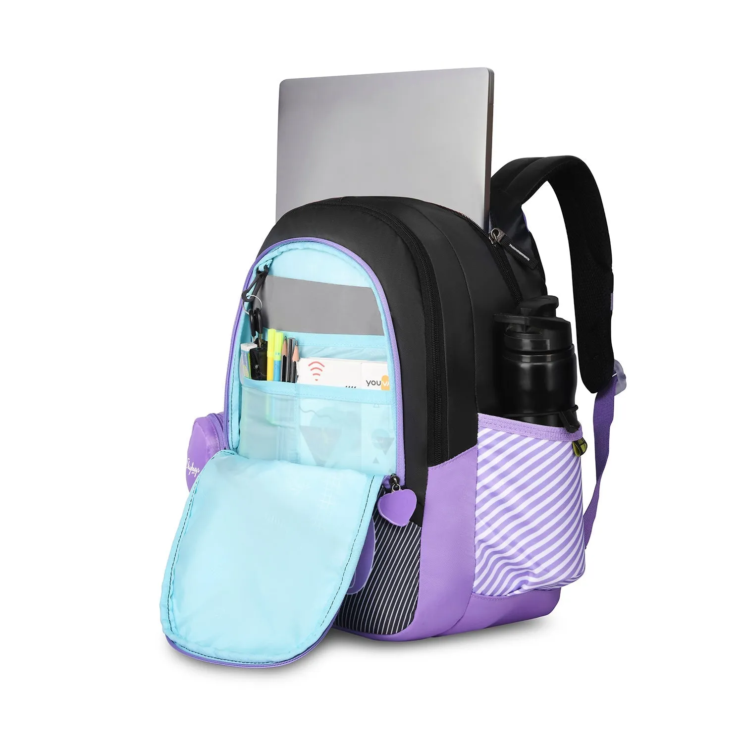 Skybags PEARL 06 SCHOOL BACKPACK BLACK PURPLE