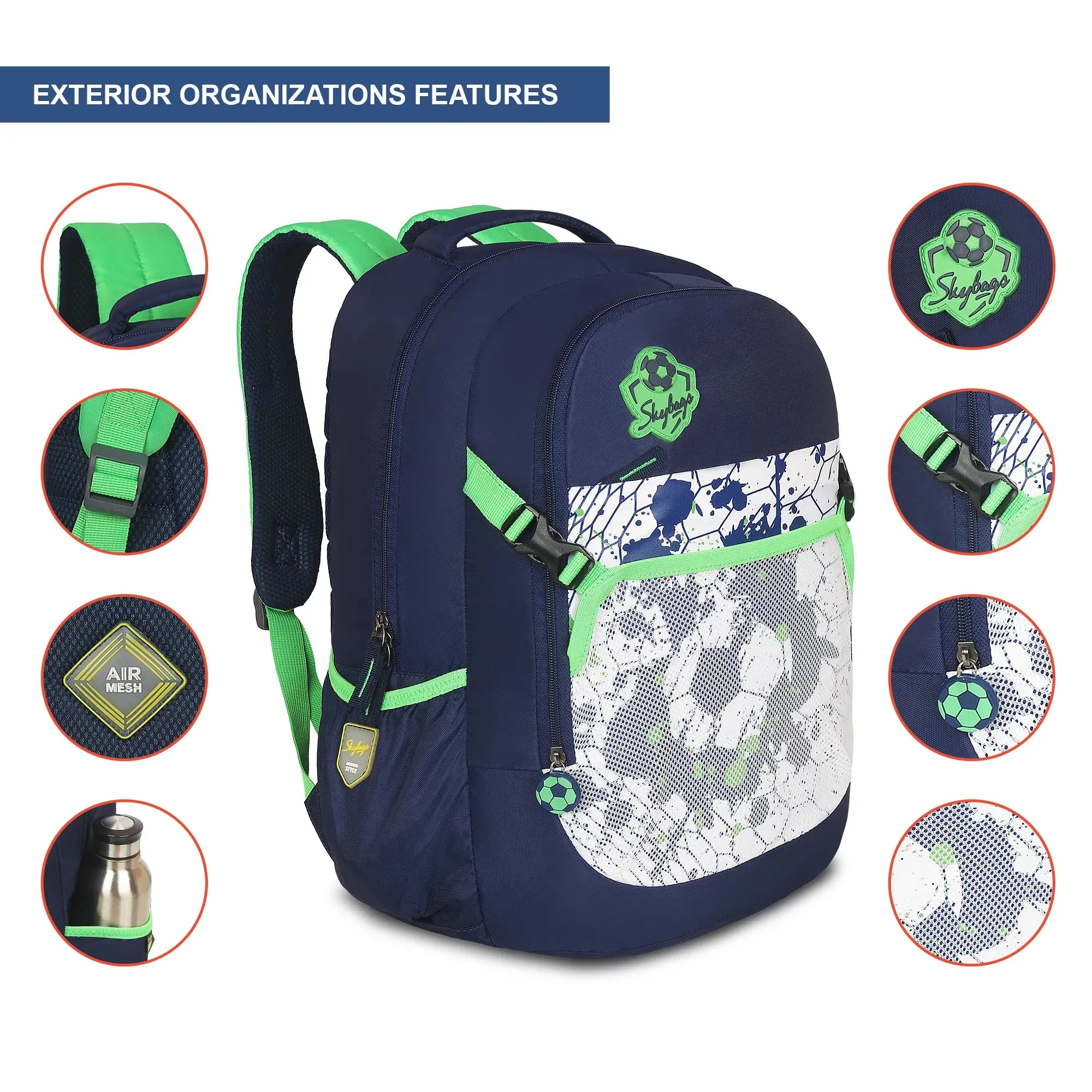 Skybags Strike  01 School Backpack Green