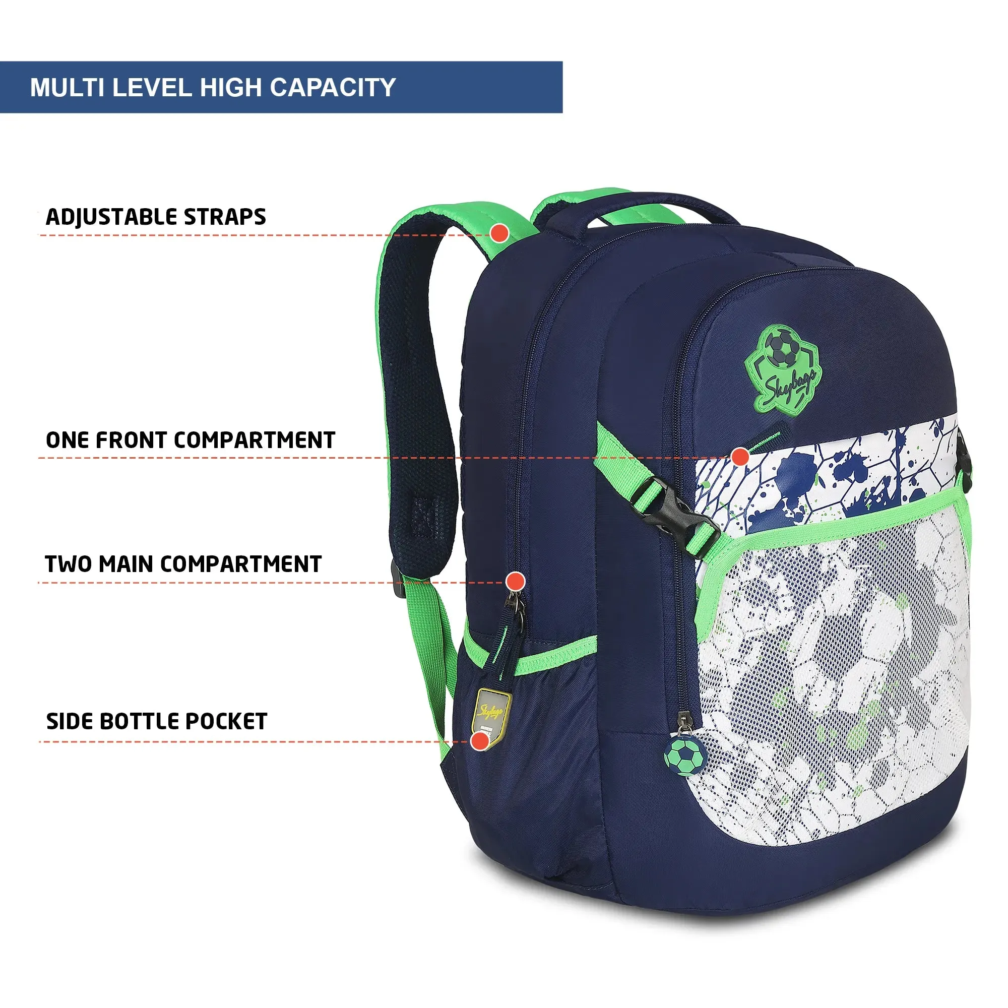 Skybags Strike  01 School Backpack Green
