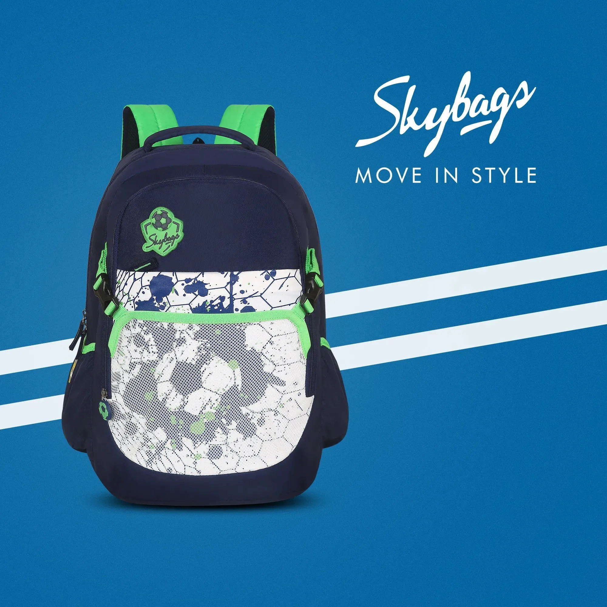 Skybags Strike  01 School Backpack Green