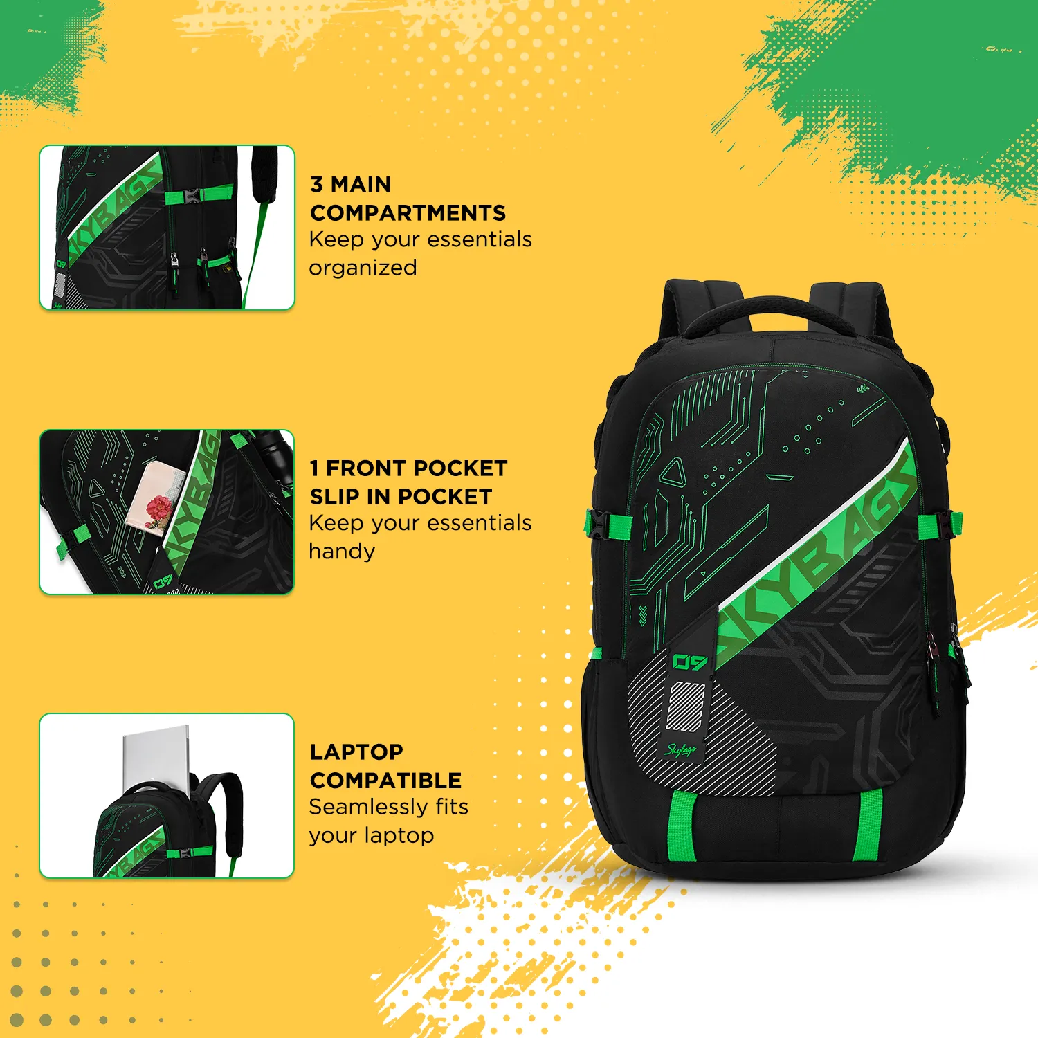 Skybags VESPER 40L LAPTOP BACKPACK 01 (E) BLACK