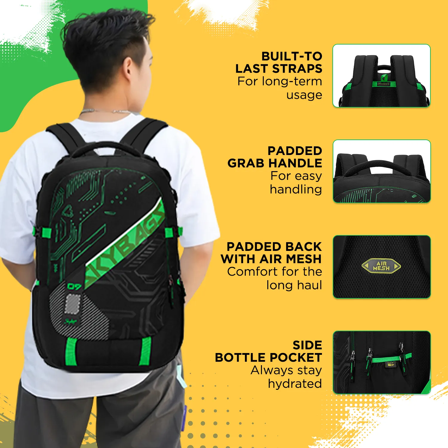 Skybags VESPER 40L LAPTOP BACKPACK 01 (E) BLACK