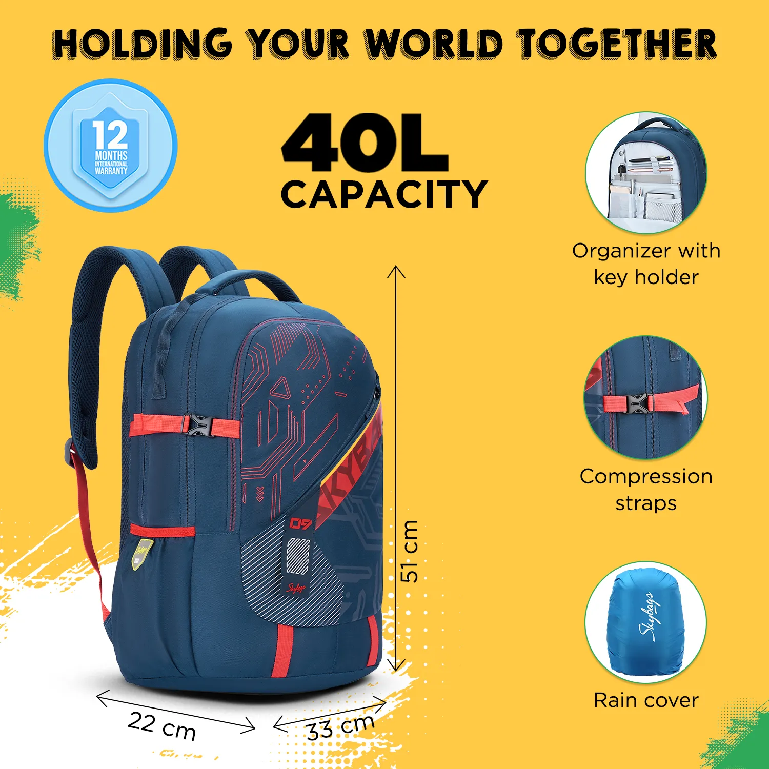 Skybags VESPER 40L LAPTOP BACKPACK 02 (E) NAVY