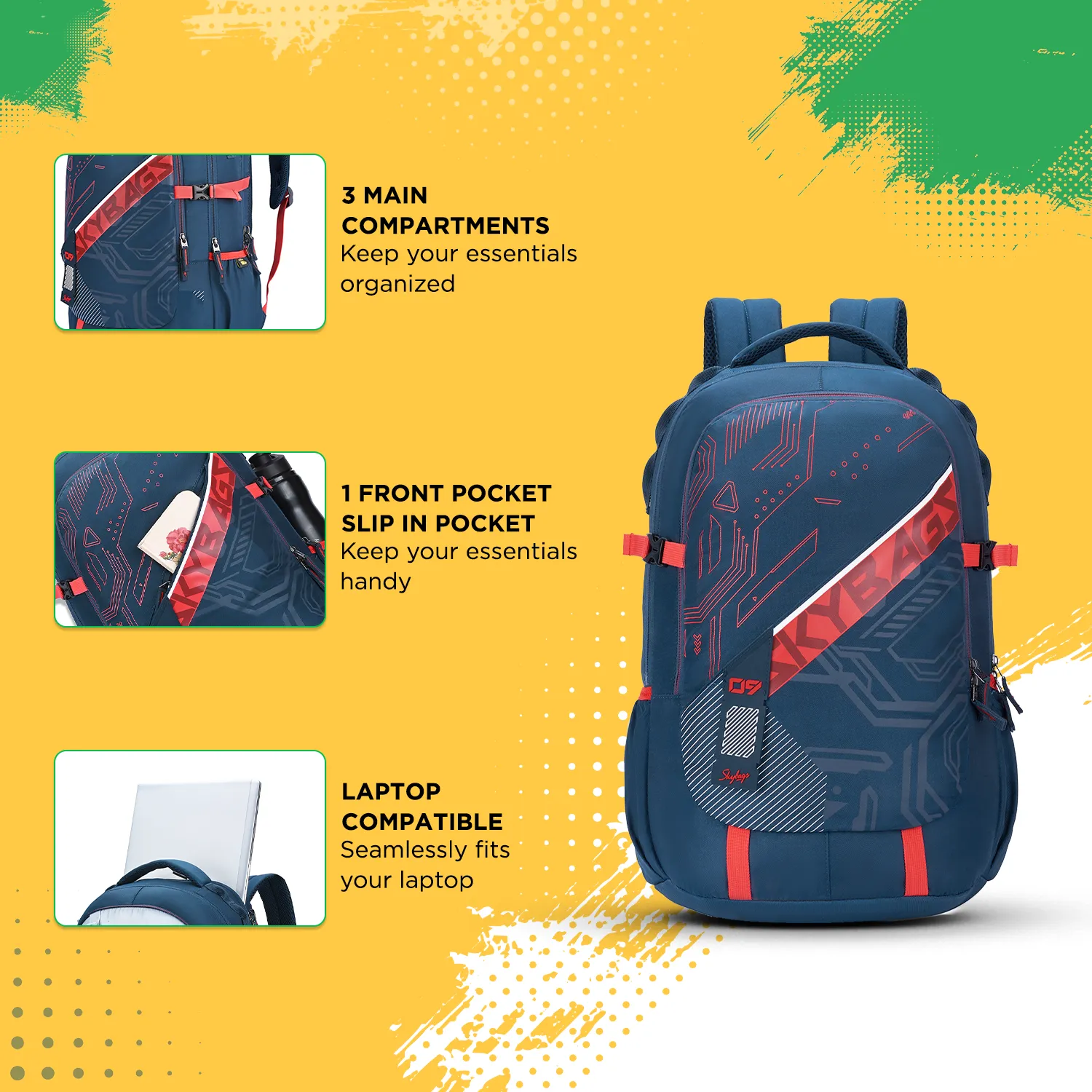 Skybags VESPER 40L LAPTOP BACKPACK 02 (E) NAVY