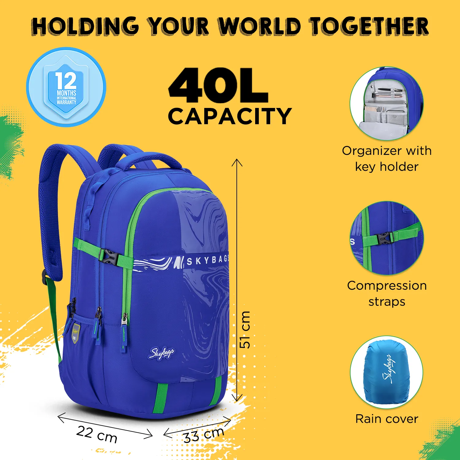 Skybags VESPER 40L LAPTOP BACKPACK 04 (E) BLUE