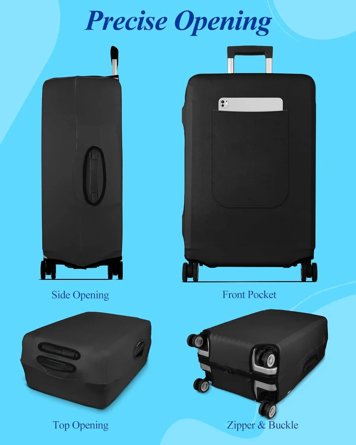 Slohif Luggage Cover for Suitcase Tsa Approved Protector - Luggage Sleeve Large Suit Case Cover Travel Stretch Baggage Case Protective Washable Fit 29-30 Inch Black