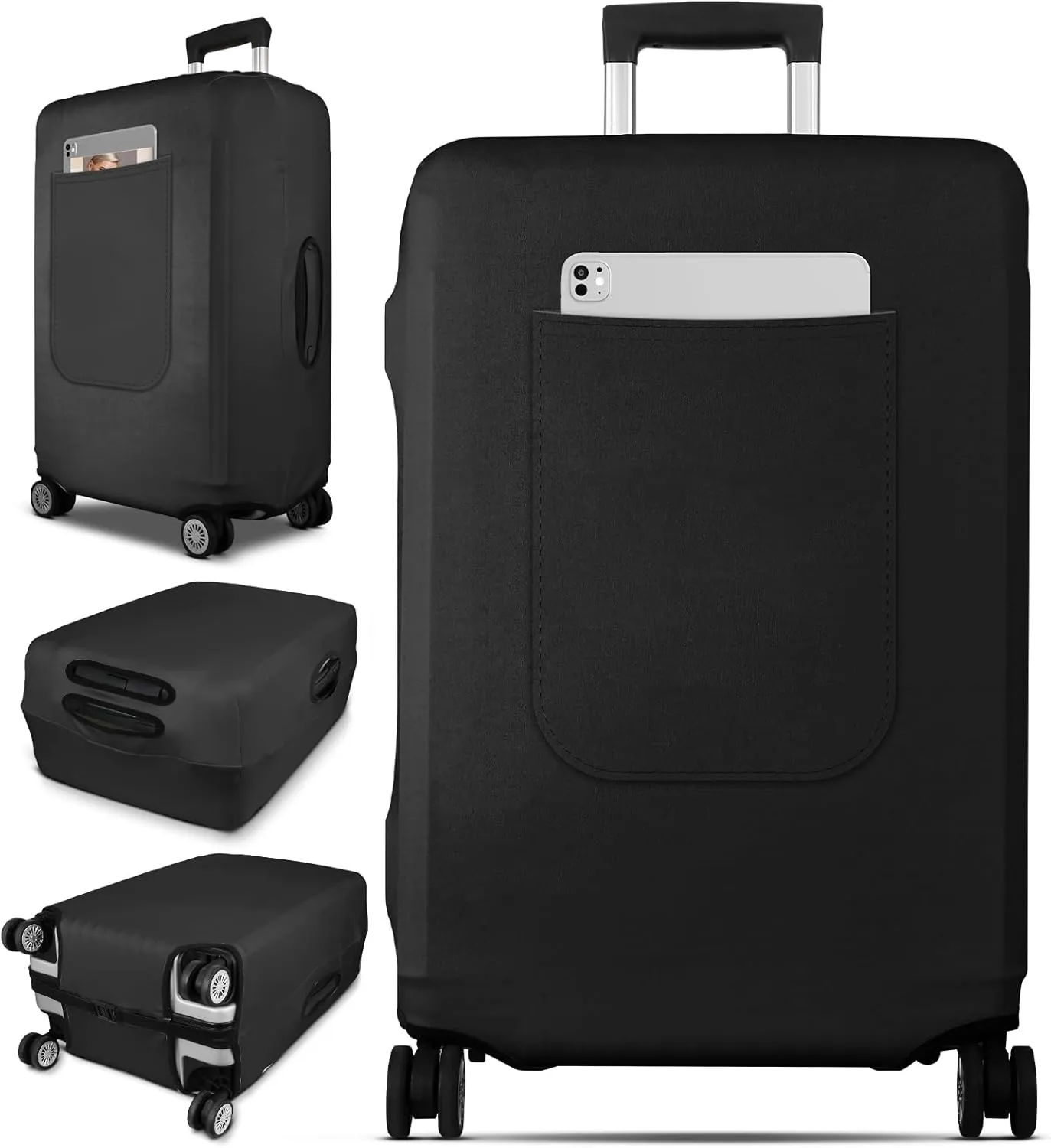 Slohif Luggage Cover for Suitcase Tsa Approved Protector - Luggage Sleeve Large Suit Case Cover Travel Stretch Baggage Case Protective Washable Fit 29-30 Inch Black