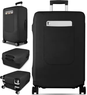 Slohif Luggage Cover for Suitcase Tsa Approved Protector - Luggage Sleeve Large Suit Case Cover Travel Stretch Baggage Case Protective Washable Fit 29-30 Inch Black