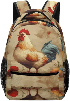 Small Backpacks Personalized Art Chicken Animal Painting Printing Travel Bag Lightweight Travel Backpack For Women Men