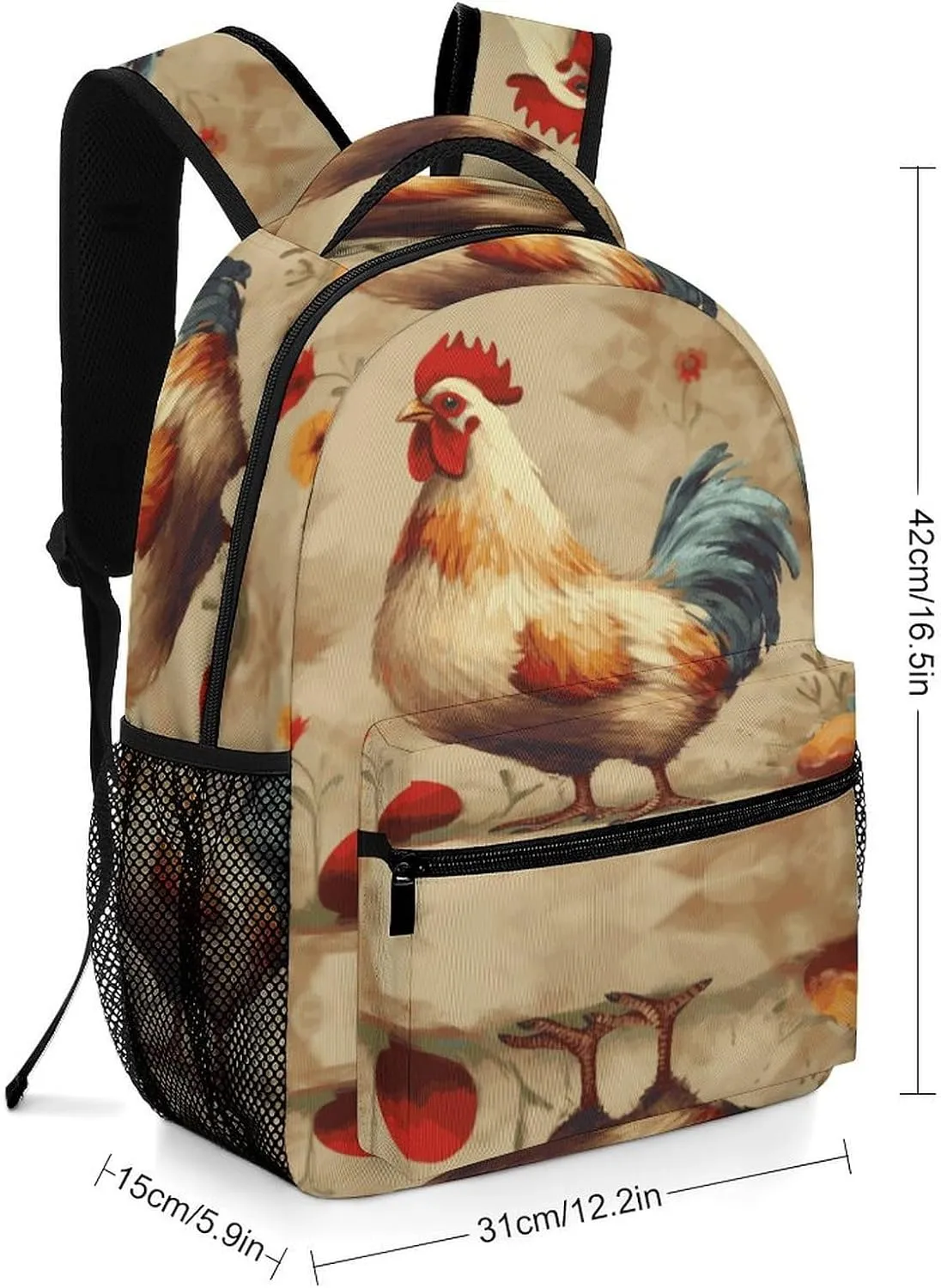 Small Backpacks Personalized Art Chicken Animal Painting Printing Travel Bag Lightweight Travel Backpack For Women Men