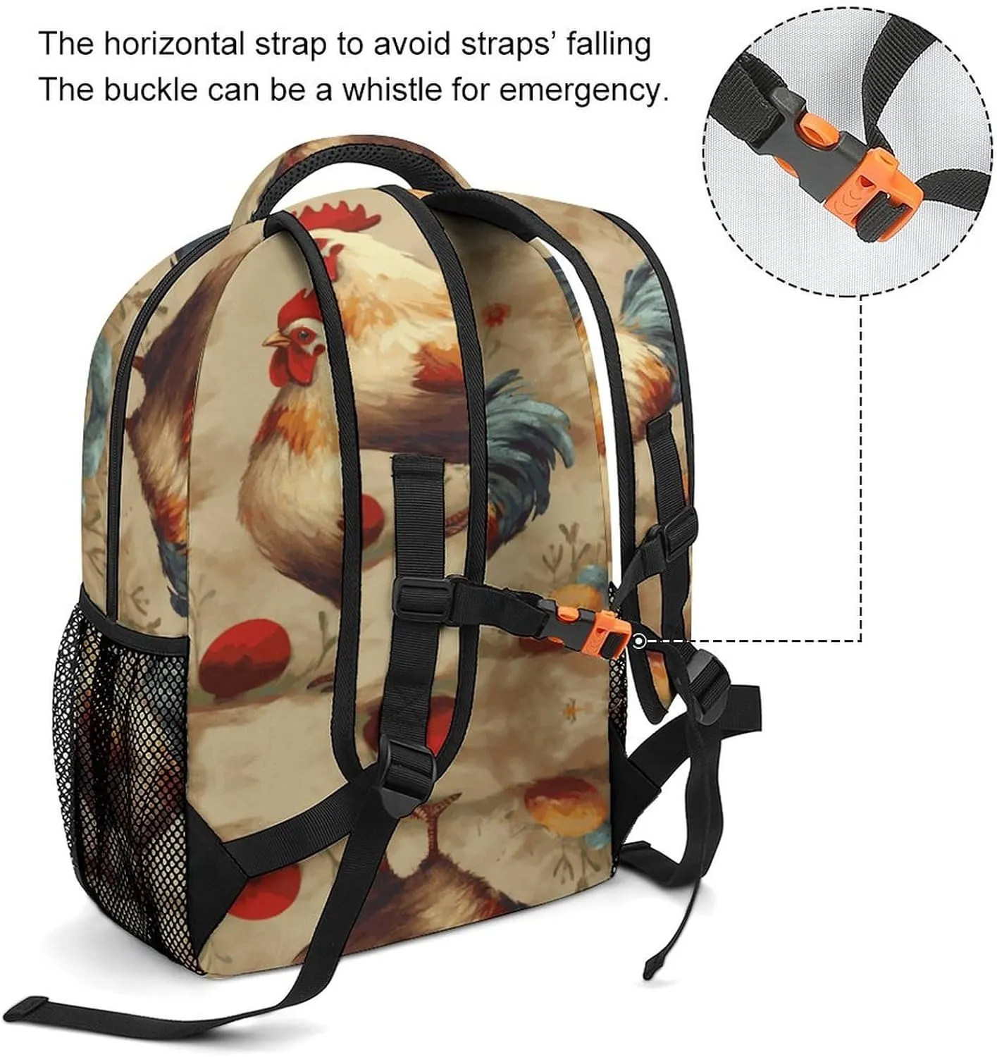 Small Backpacks Personalized Art Chicken Animal Painting Printing Travel Bag Lightweight Travel Backpack For Women Men