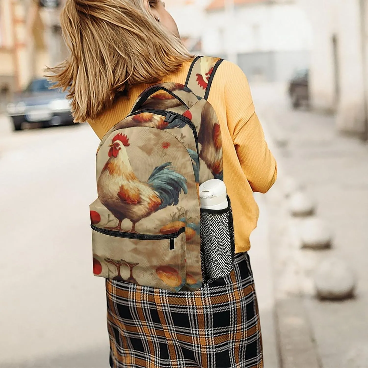 Small Backpacks Personalized Art Chicken Animal Painting Printing Travel Bag Lightweight Travel Backpack For Women Men