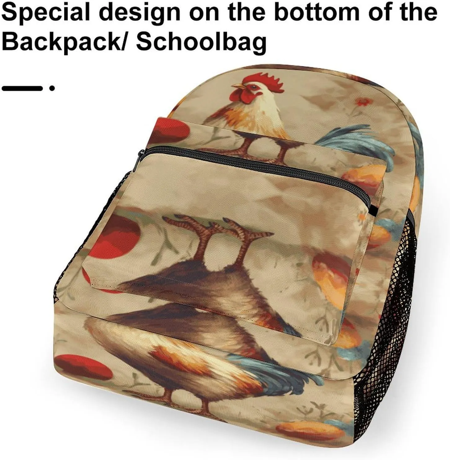 Small Backpacks Personalized Art Chicken Animal Painting Printing Travel Bag Lightweight Travel Backpack For Women Men