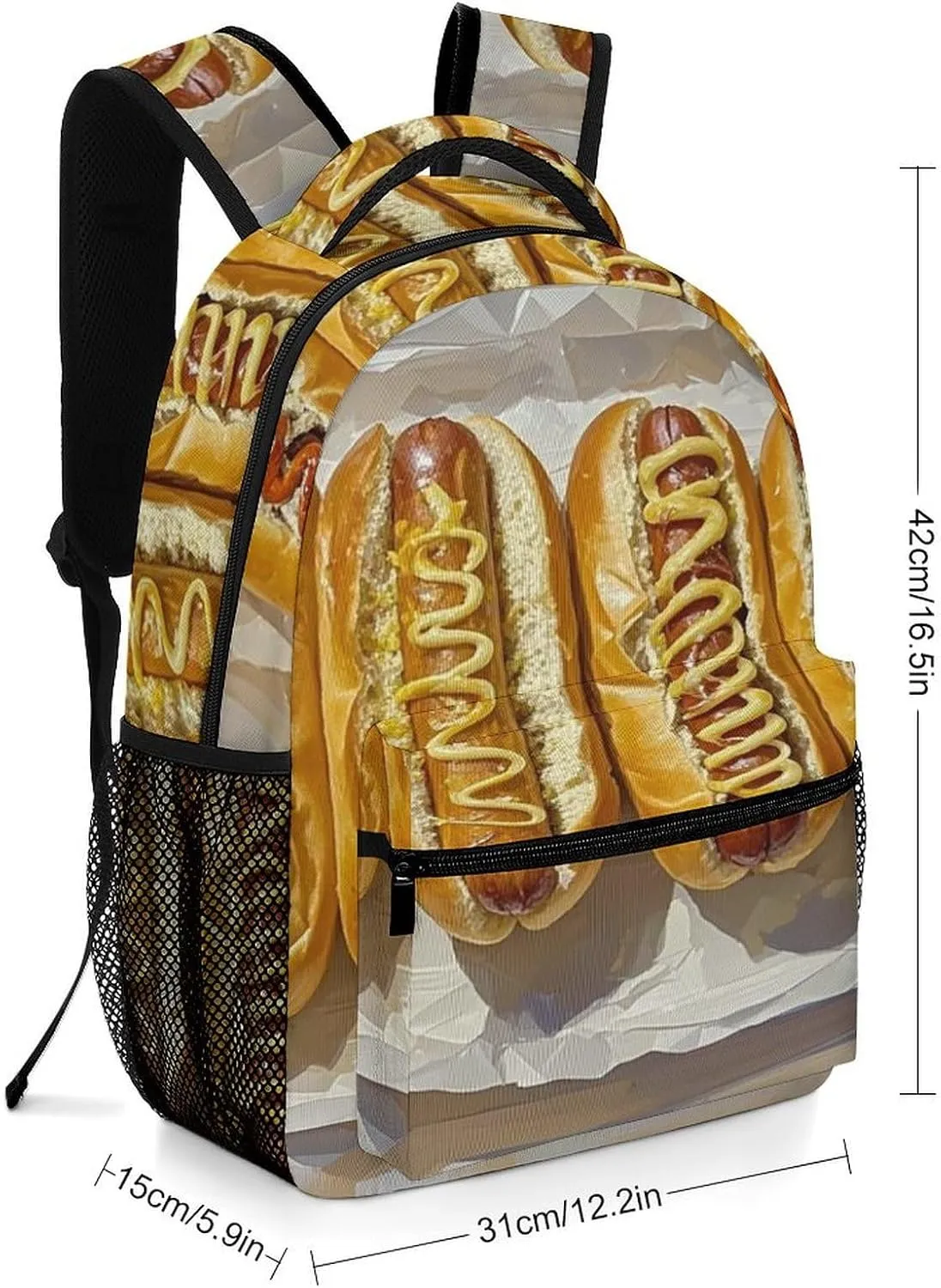 Small Backpacks Personalized Classic Hot Dog Printing Travel Bag Lightweight Travel Backpack For Women Men