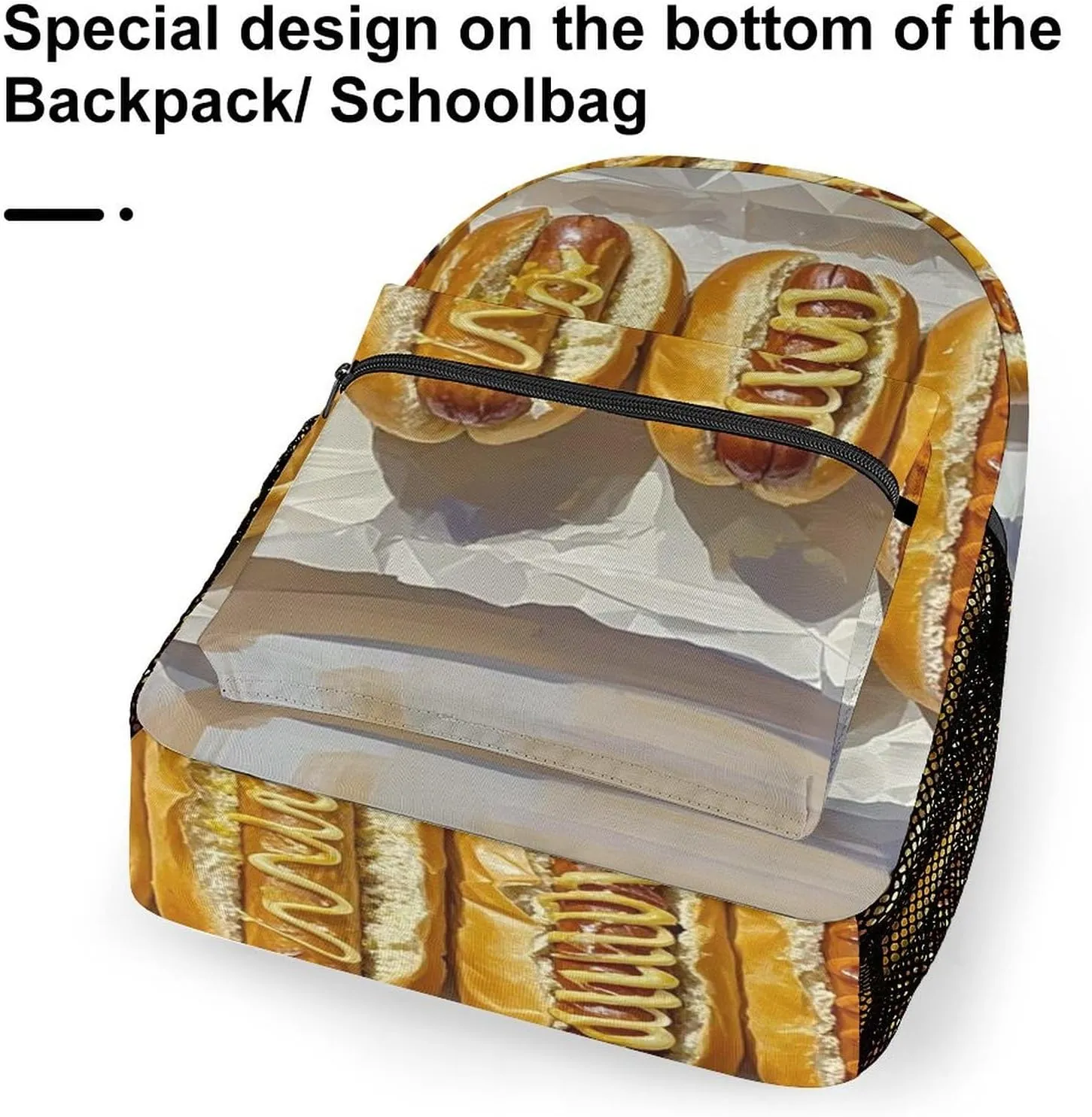 Small Backpacks Personalized Classic Hot Dog Printing Travel Bag Lightweight Travel Backpack For Women Men