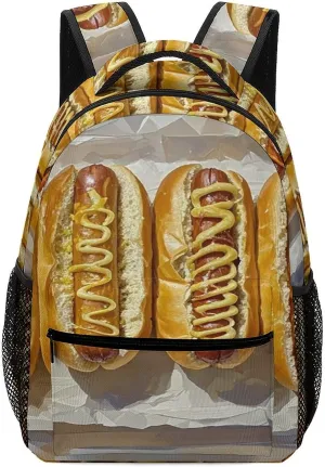 Small Backpacks Personalized Classic Hot Dog Printing Travel Bag Lightweight Travel Backpack For Women Men