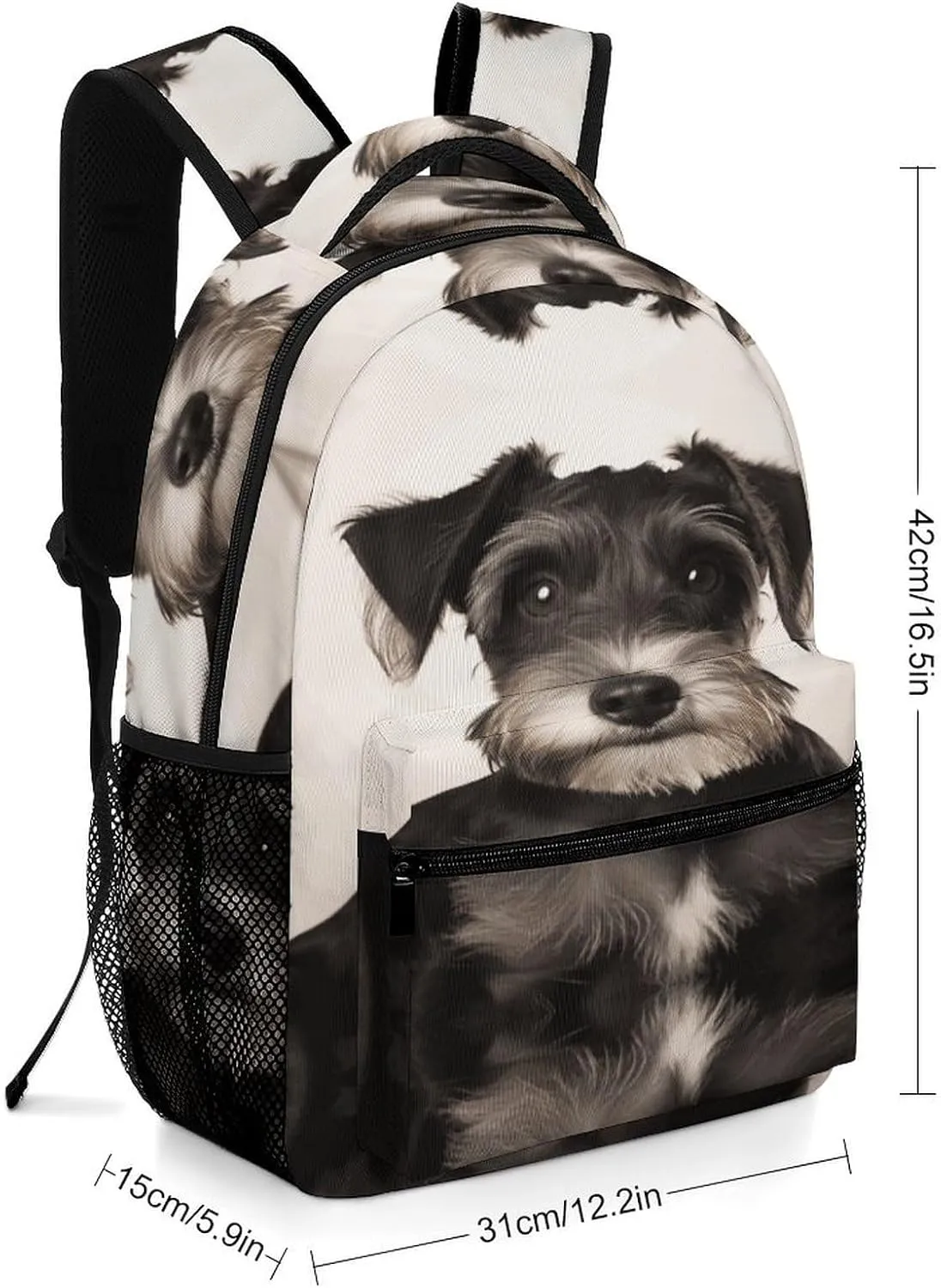 Small Backpacks Personalized Cute Schnauzer Printing Travel Bag Lightweight Travel Backpack For Women Men
