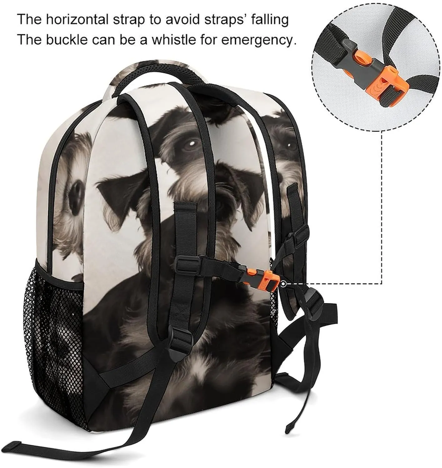Small Backpacks Personalized Cute Schnauzer Printing Travel Bag Lightweight Travel Backpack For Women Men
