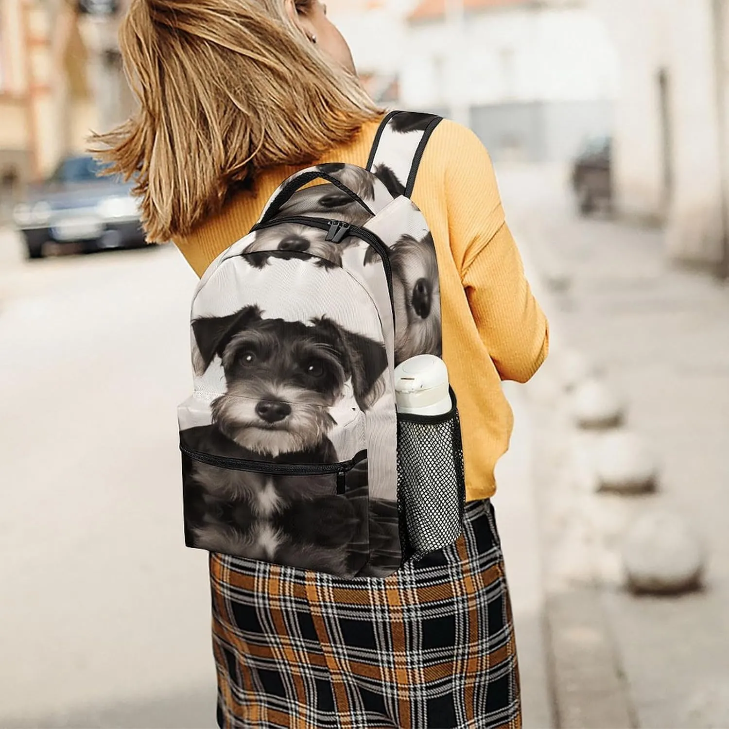 Small Backpacks Personalized Cute Schnauzer Printing Travel Bag Lightweight Travel Backpack For Women Men
