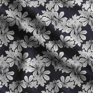 Soimoi Heavyweight Cotton Canvas Fabric Material - 56 Inch Wide, Blue - Leaves Print, Ideal for Making Durable Tote Bags, Backpacks, Jackets, Upholstery, Cushions, Outdoor Furniture Covers, 1 Yard