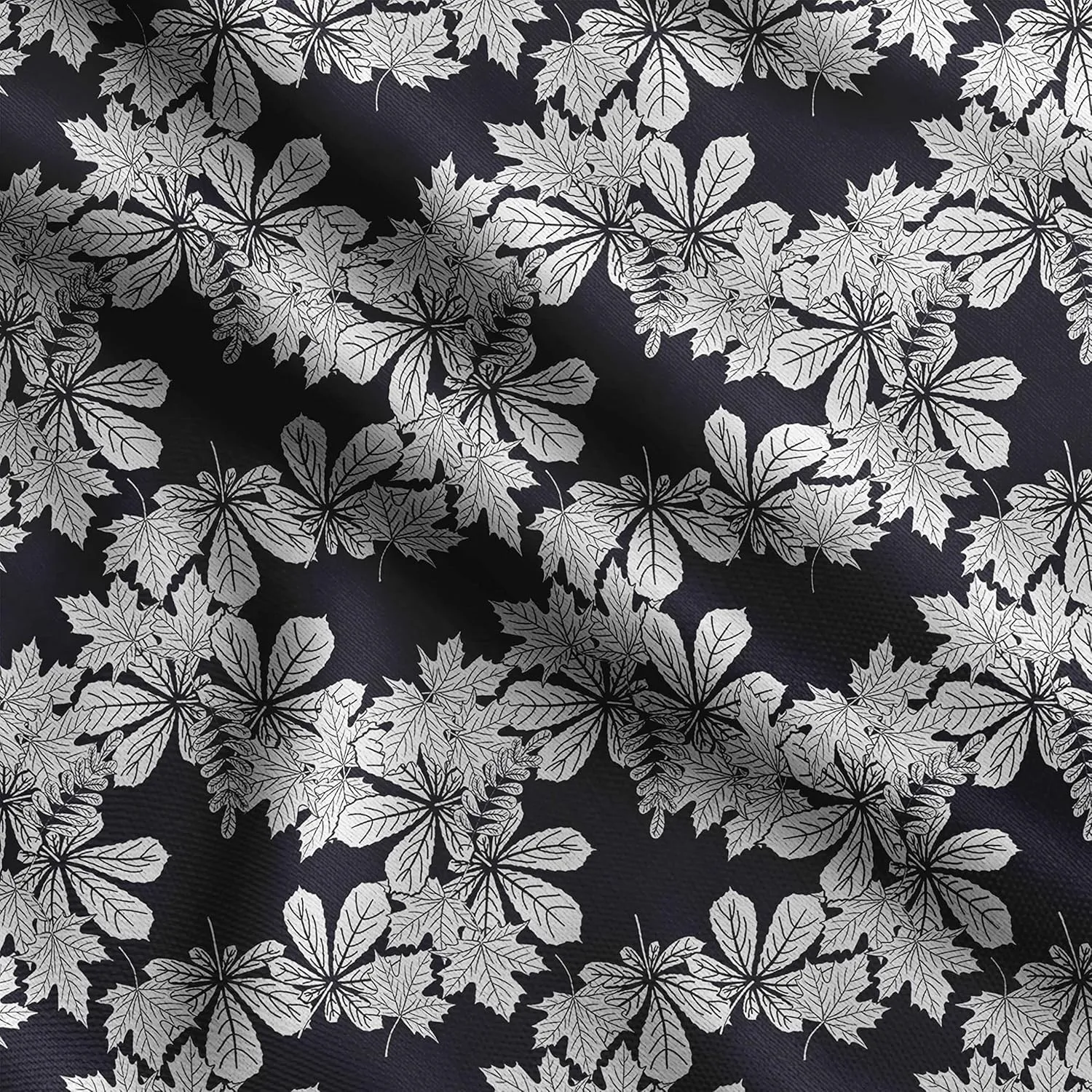 Soimoi Heavyweight Cotton Canvas Fabric Material - 56 Inch Wide, Blue - Leaves Print, Ideal for Making Durable Tote Bags, Backpacks, Jackets, Upholstery, Cushions, Outdoor Furniture Covers, 1 Yard