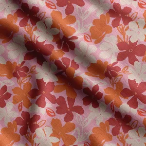 Soimoi Heavyweight Cotton Canvas Fabric Material - 56 Inch Wide, Pink - Floral Print, Ideal for Making Durable Tote Bags, Backpacks, Jackets, Upholstery, Cushions, Outdoor Furniture Covers, 1 Yard