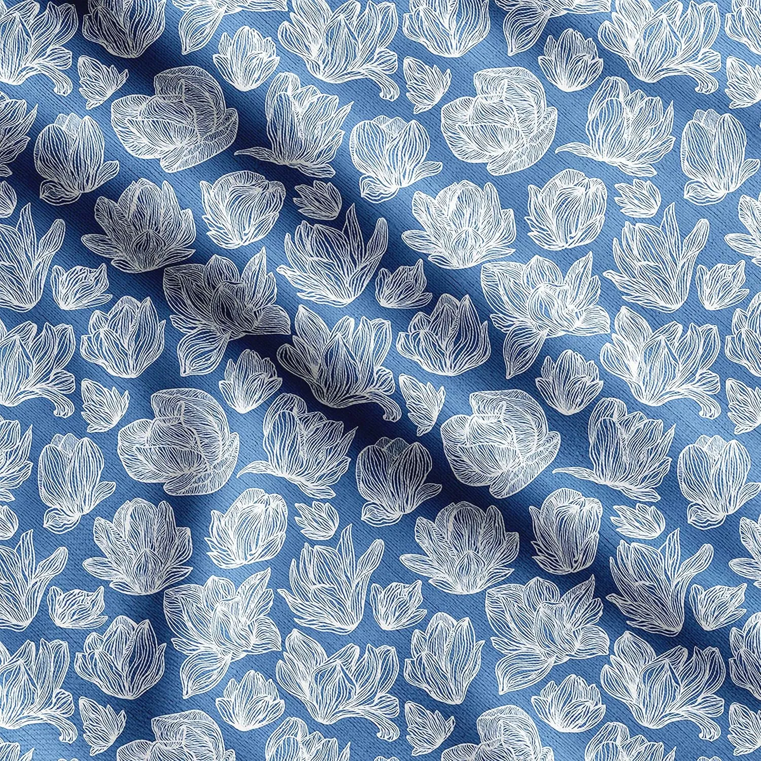 Soimoi Heavyweight Cotton Canvas Fabric Material - 56 Inch Wide, White - Floral Print, Ideal for Making Durable Tote Bags, Backpacks, Jackets, Upholstery, Cushions, Outdoor Furniture Covers, 1 Yard