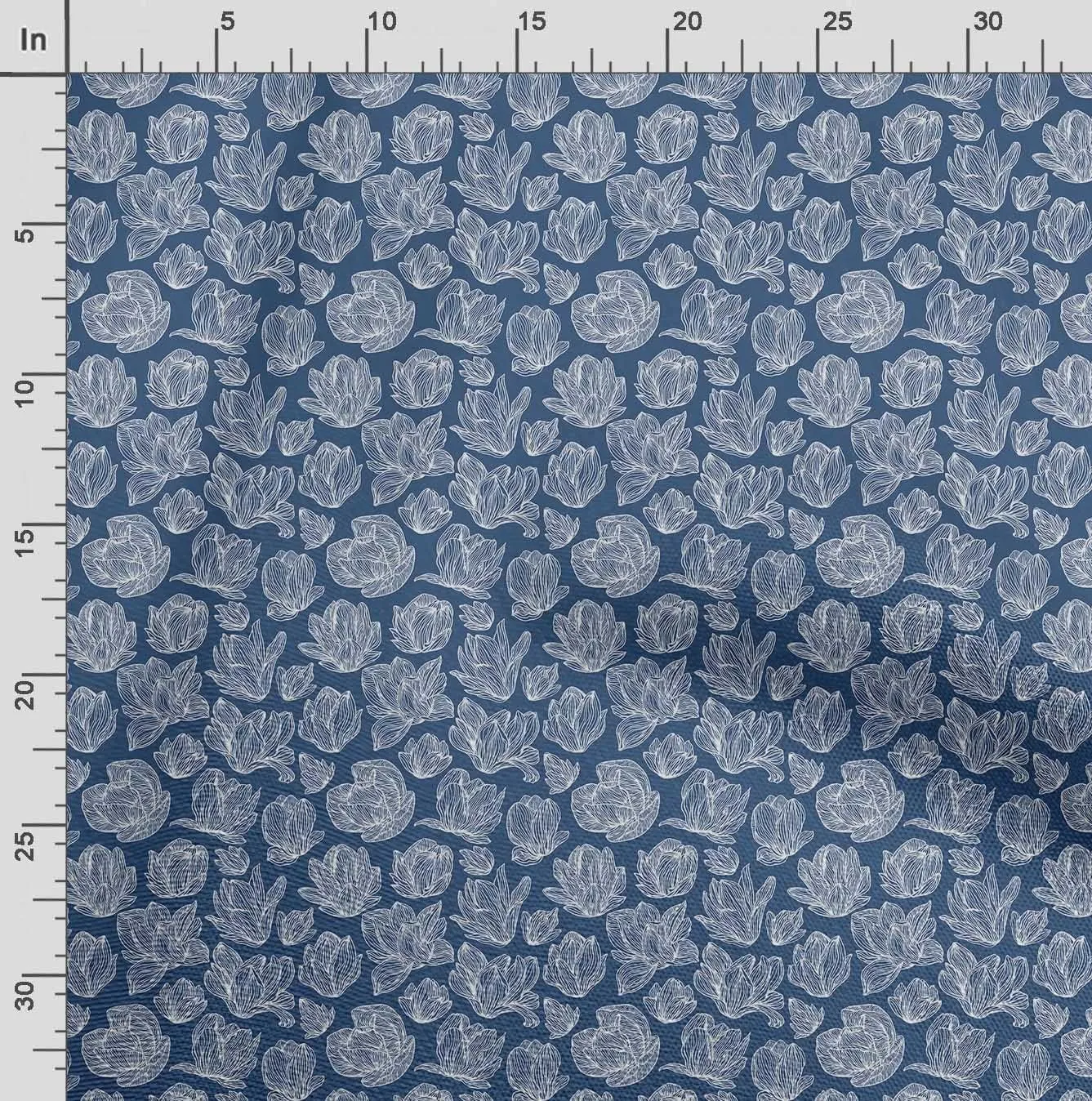 Soimoi Heavyweight Cotton Canvas Fabric Material - 56 Inch Wide, White - Floral Print, Ideal for Making Durable Tote Bags, Backpacks, Jackets, Upholstery, Cushions, Outdoor Furniture Covers, 1 Yard