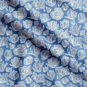 Soimoi Heavyweight Cotton Canvas Fabric Material - 56 Inch Wide, White - Floral Print, Ideal for Making Durable Tote Bags, Backpacks, Jackets, Upholstery, Cushions, Outdoor Furniture Covers, 1 Yard